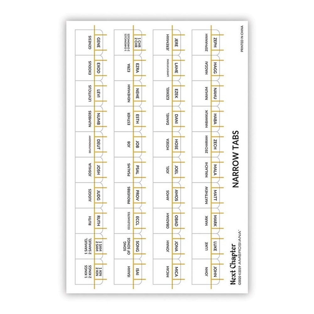 Next Chapter Bible Index Tabs Slim Size