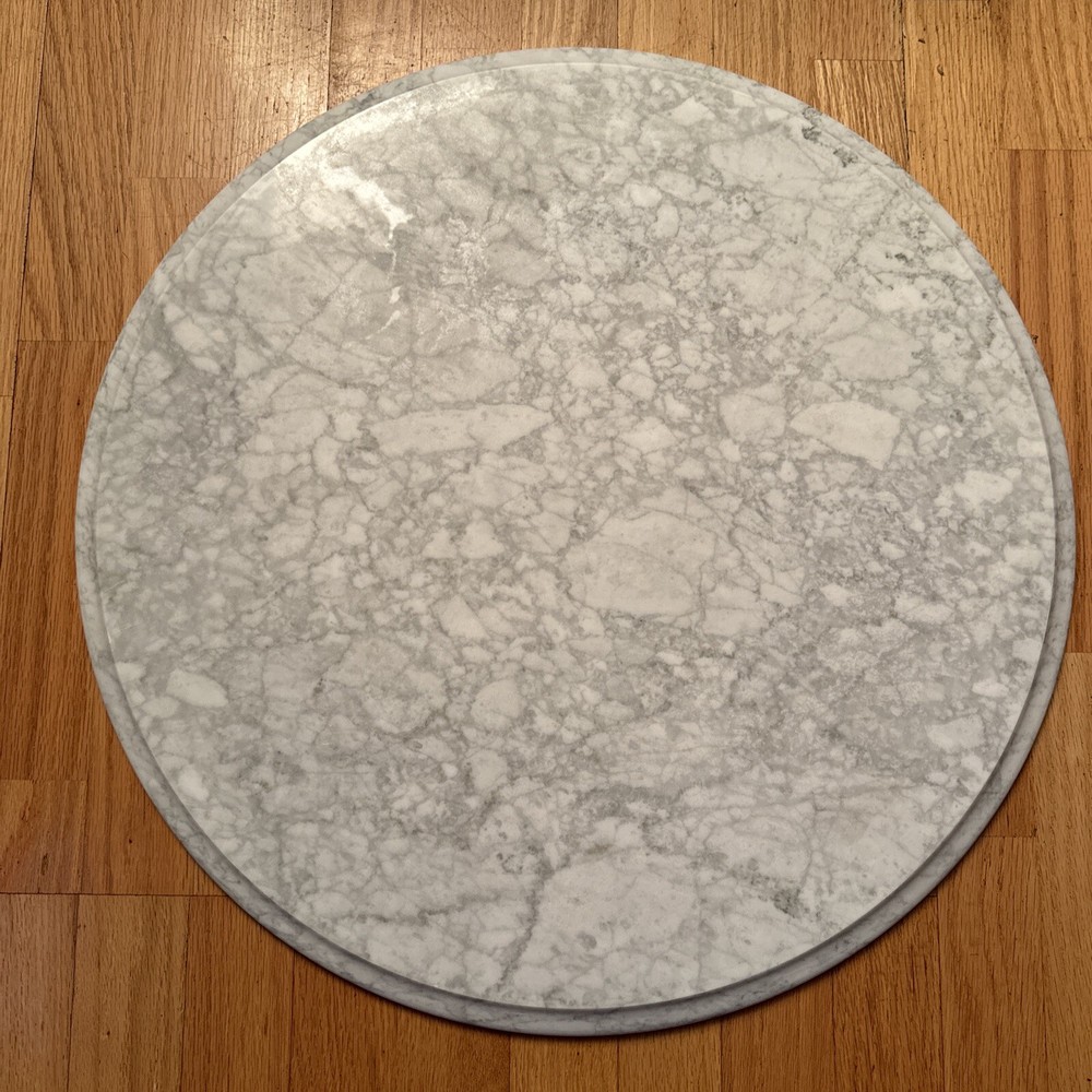 Vintage Solid Replacement 24” Marble Table Top (Italy) White & Gray Veining