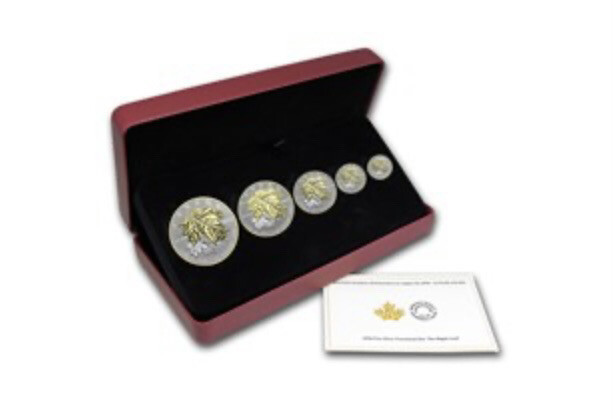 2014 Canadian 5-Coin Silver Reverse Proof Maple Leaf Set