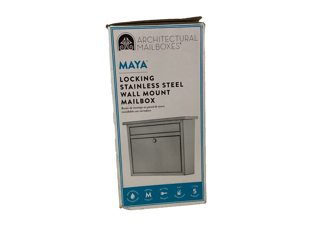 Architectural Mailboxes Maya™ Locking, Wall-Mounted Medium, Stainless Steel