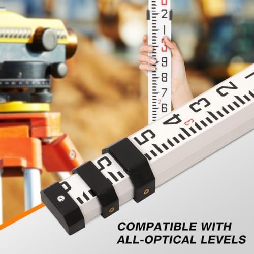 9ft Dual-Sided Telescoping Leveling Rod, 3 Sections, Bubble Level & Carry Case
