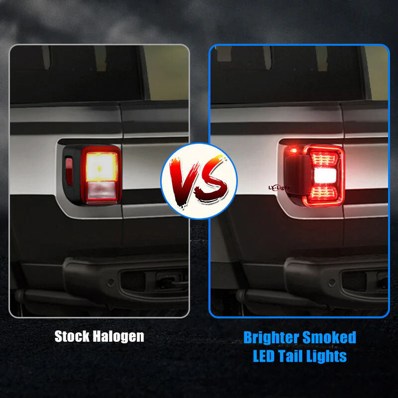 Pair Smoke LED Tail Lights Replace Halogen For Jeep Gladiator JT 2020 2021 2022