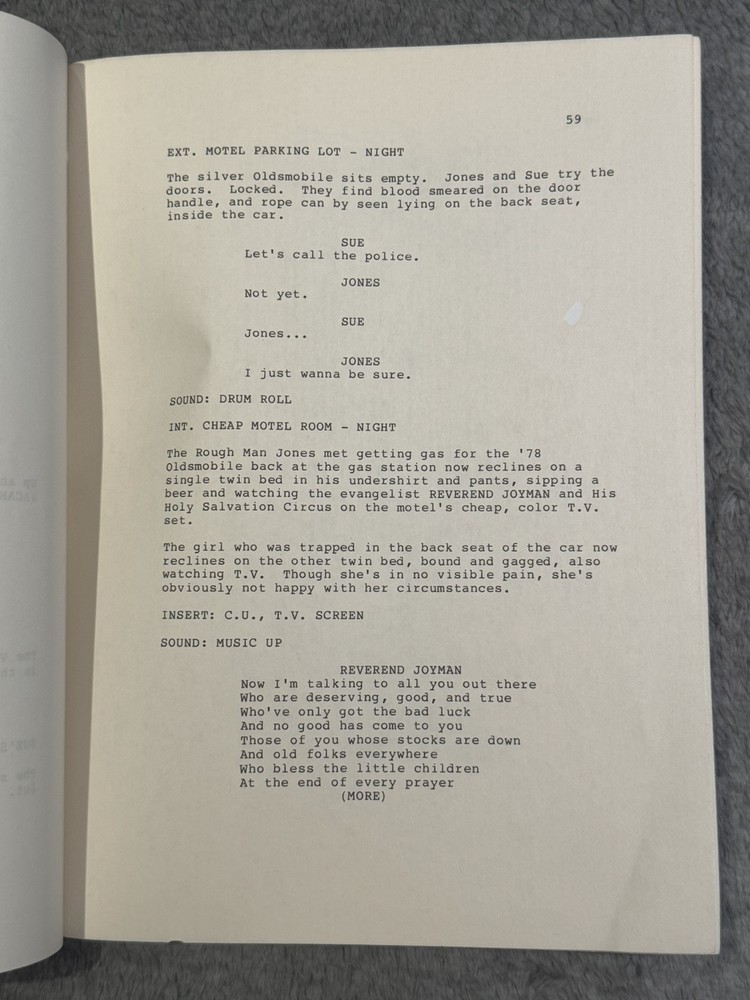 1987 "SOMETIMES JONES & THE ROAD " by Larry Hankin SCRIPT