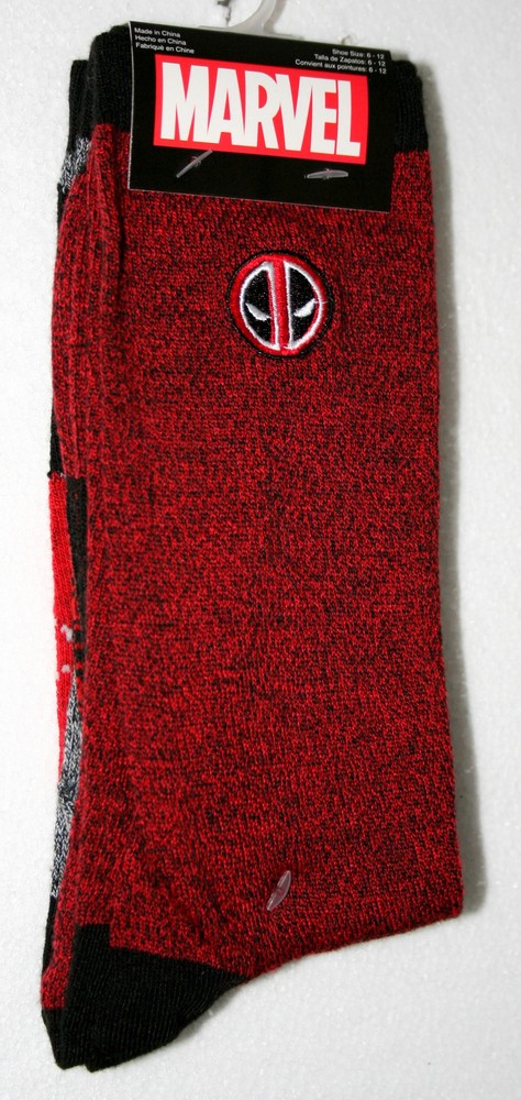2 Pair Deadpool Logo New Tags Socks Marvel Comics Fits 6-12 shoe