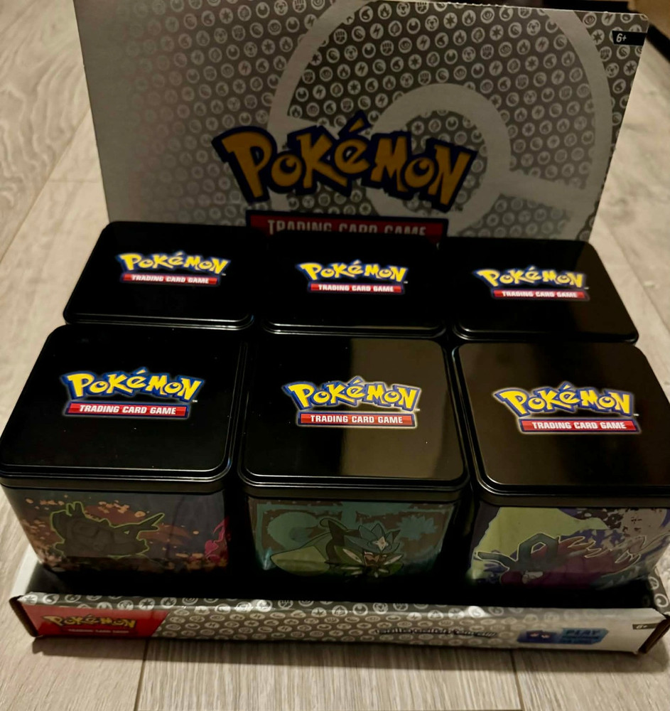 6x EMPTY Pokemon Stacking Tins + Display Case