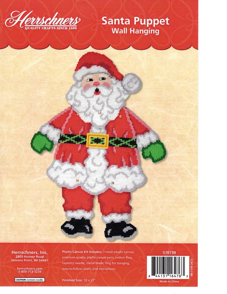 SANTA PUPPET WALL HANGING   plastic canvas  PATTERN (#TF0549)