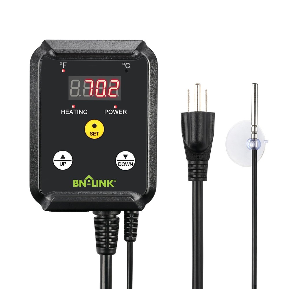 BN-LINK Reptile Thermostat Temperature Controller, Only, Black