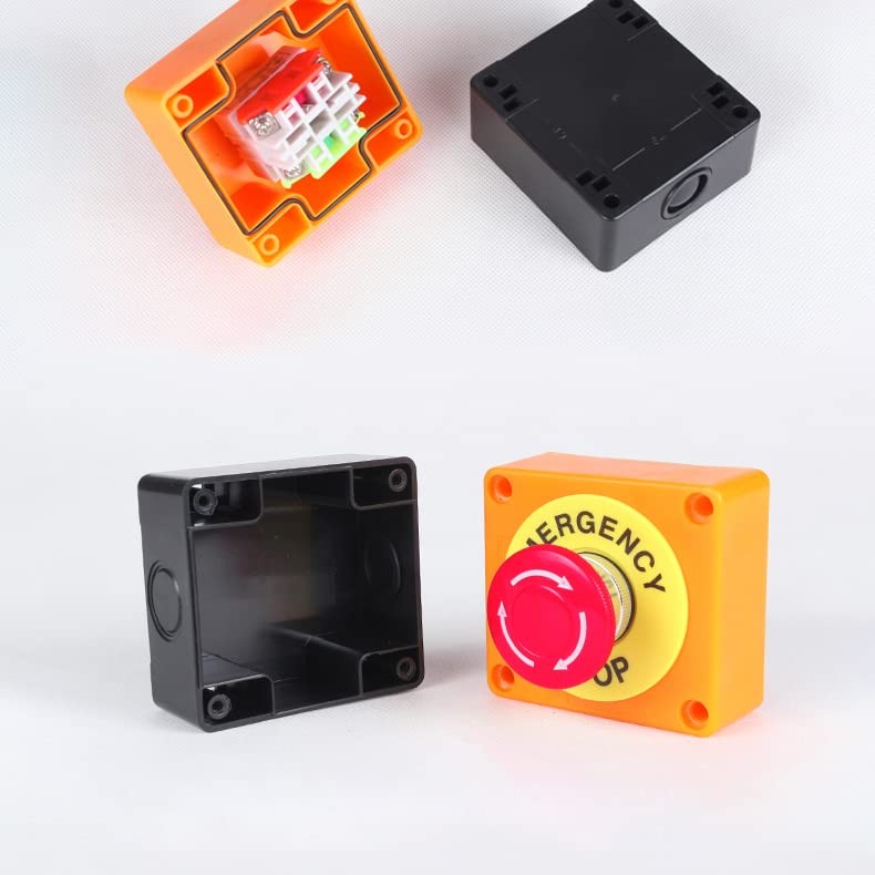 Emergency Stop Push Button Switch,1 NC Waterproof IP65 Red Sign Yellow