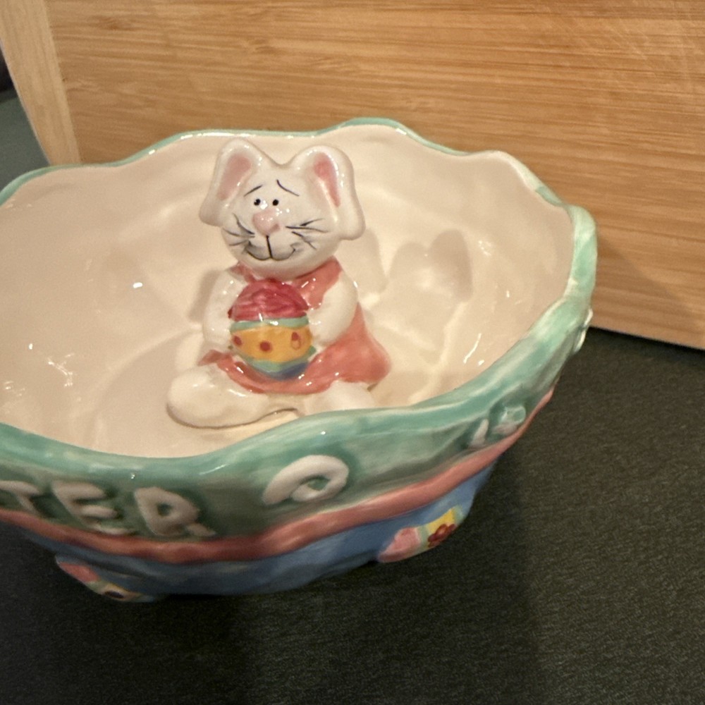 Happy Easter Bunny In Bowl Candy Dish