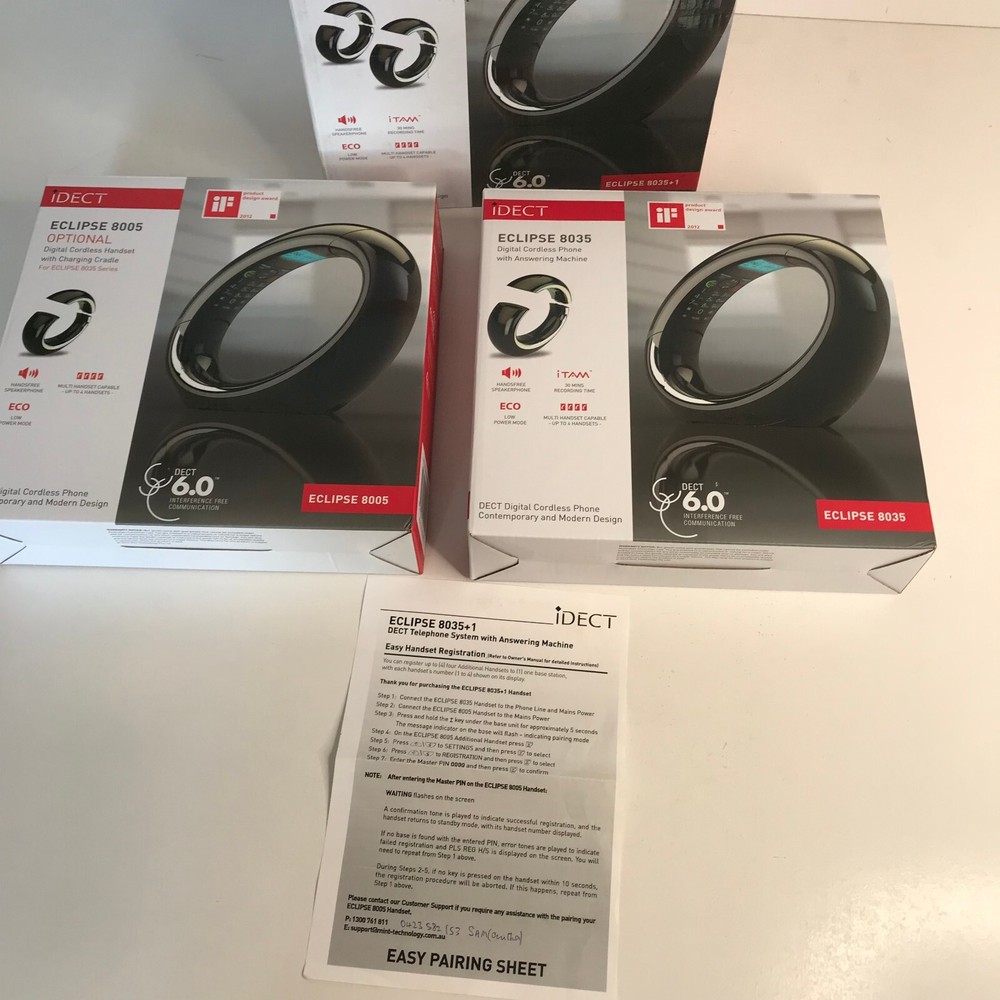 Idect Eclipse 8035 +1 Digital Cordless Phones With Answering Machine x 2