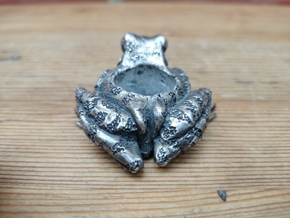 Vintage Silver Plated Cast Frog Toad Candlestick