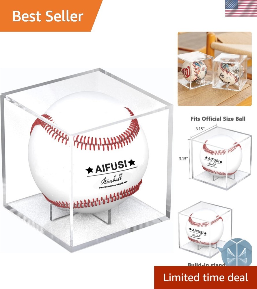 Stackable 2 Pack Baseball Display Cases - UV Protection for Autographed Balls