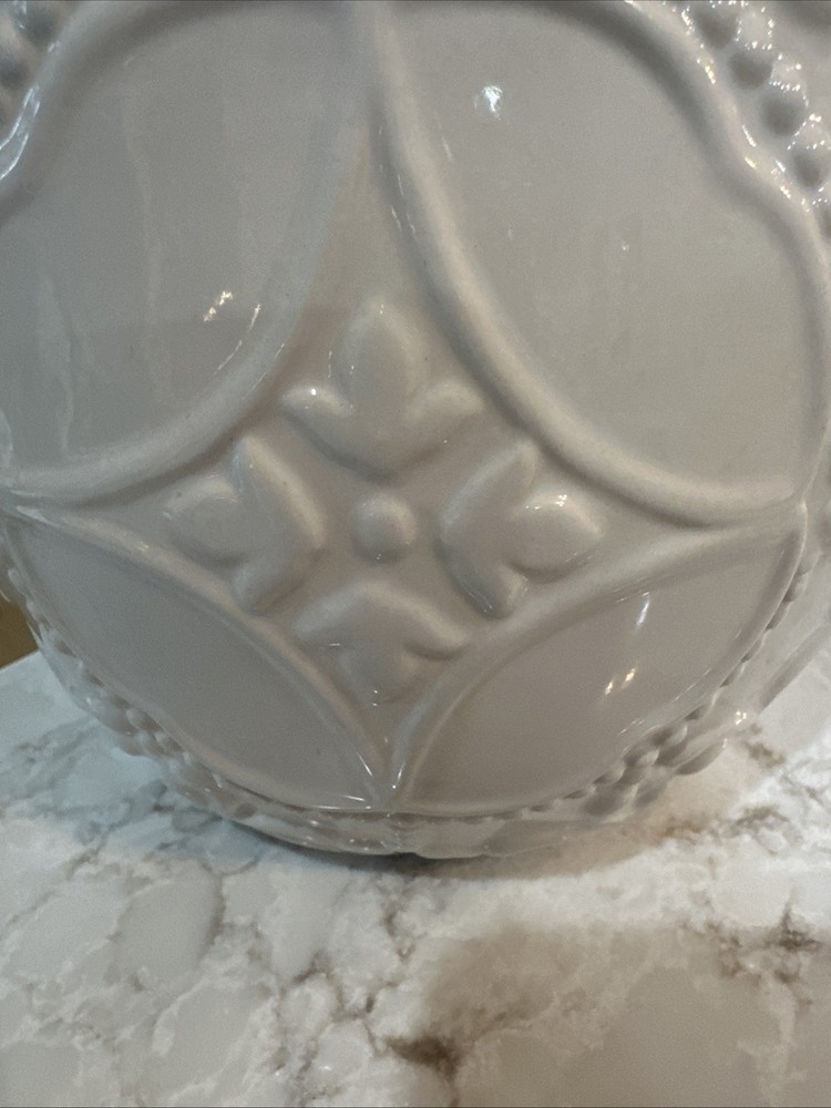 White Pitcher, Slim, Embossed Design