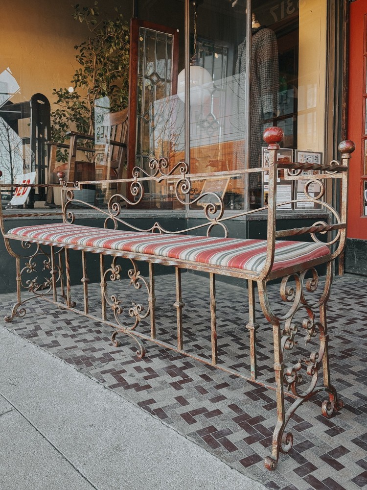 Antique Wrought Iron Bench