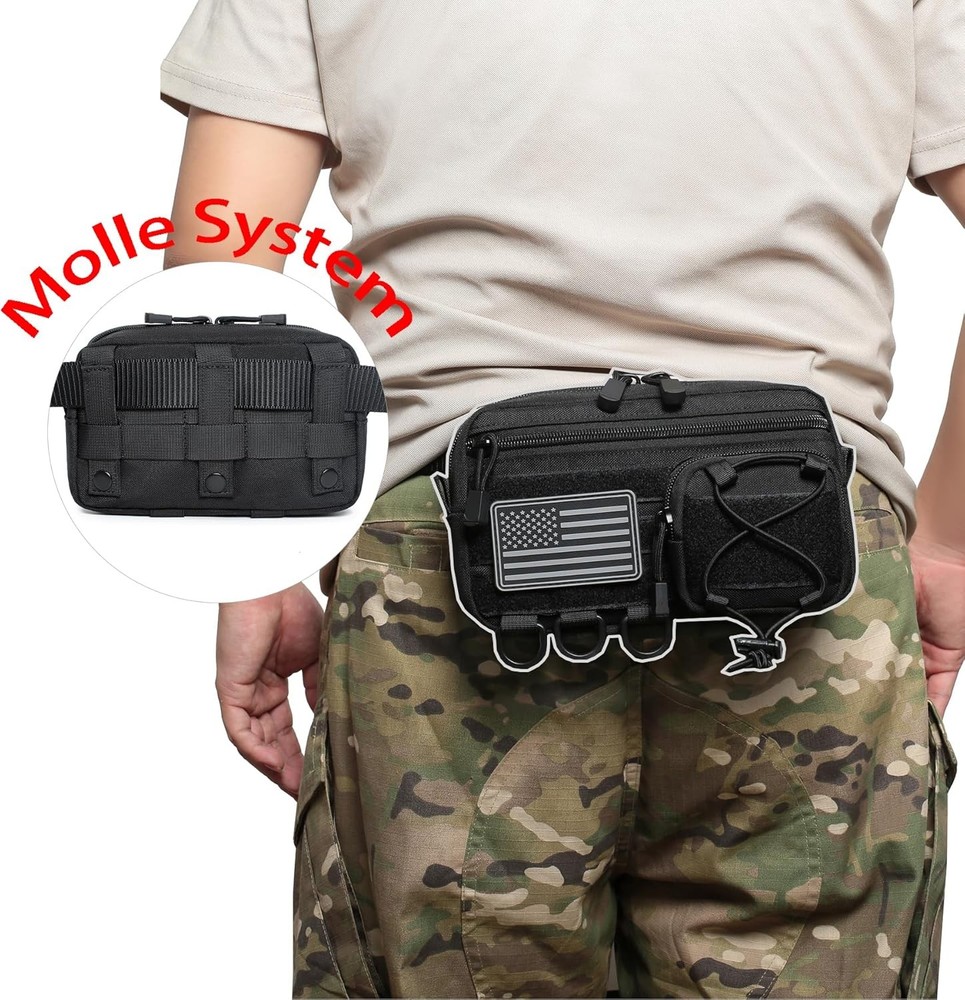Tactical Molle Horizontal Admin Pouch with Front Drawstring Coyote Brown