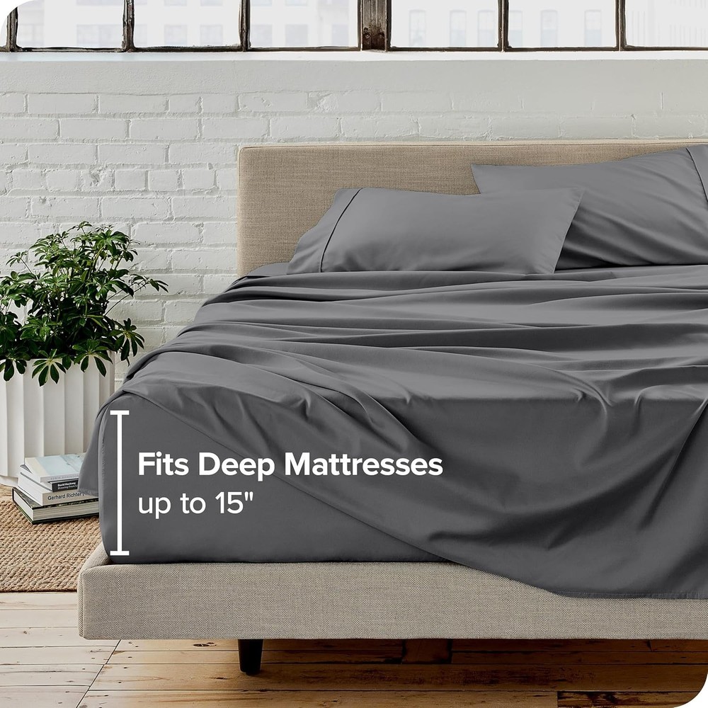 Luxury Ultra-Soft Full Sheet Set - 1800Thread Count Microfiber, Grey Color