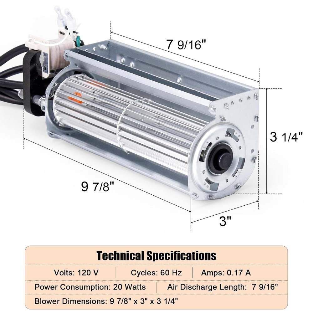 Pleasant Hearth ZCB100 Circulating Blower for Zero Clearance Fireplace