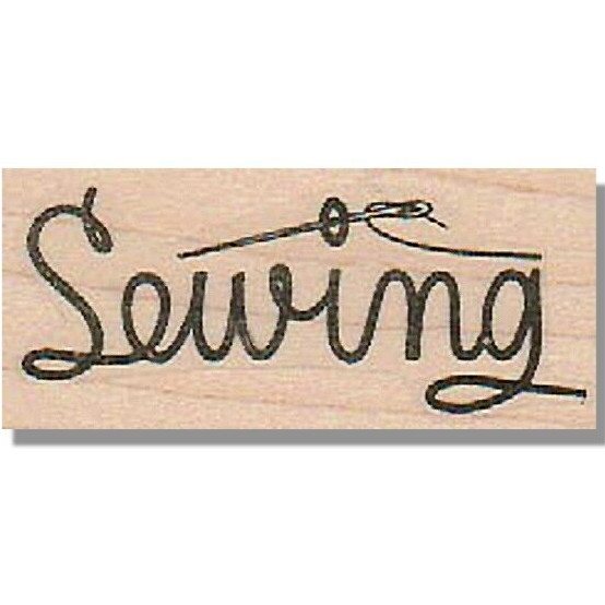 VINTAGE SEWING SCRIPT Rubber Stamp, Thread, Quilting, Sewing, Sew, Phrase, Word