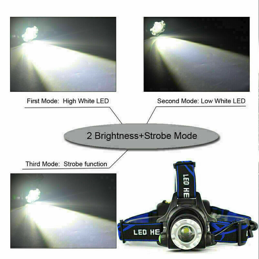 Brightness LED Headlight Headlamp Head Torch Flashlight Work Light Camping Lamp