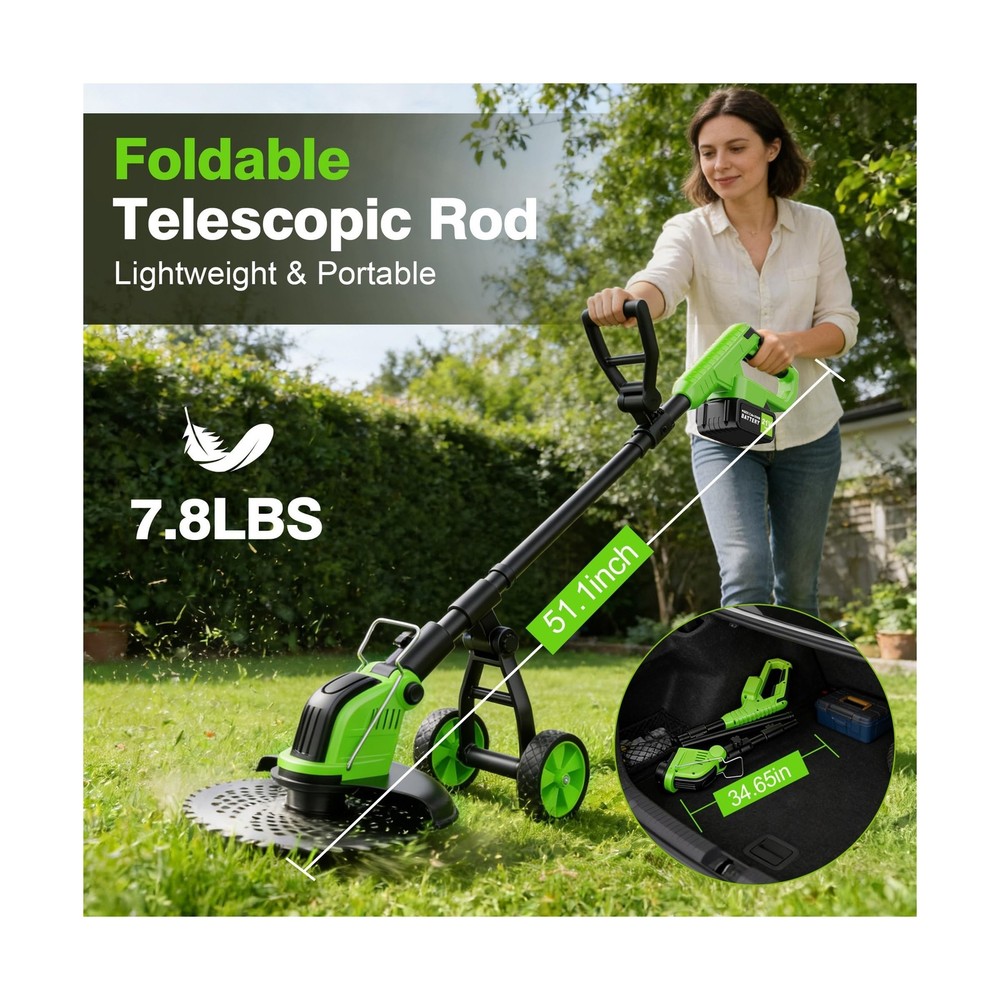 12" Stringless Weed Wacker Cordless Eater, 20000 RPM Powerful Battery Powered...