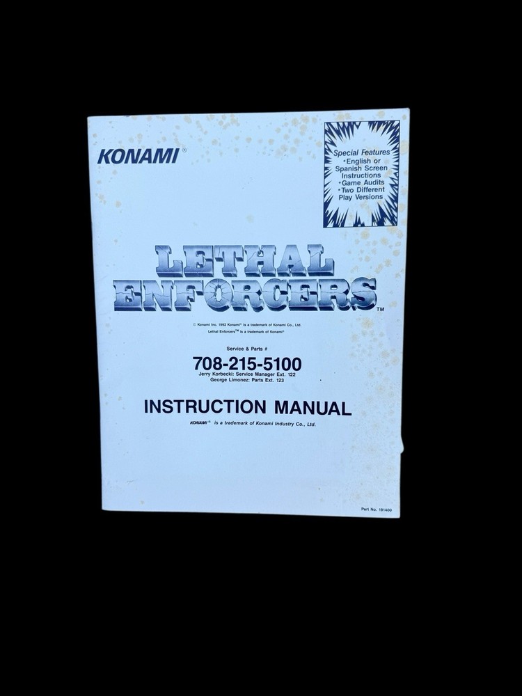 2 Video Game Operations/instruction manuals: Mortal Kombat, & Lethal Enforcers