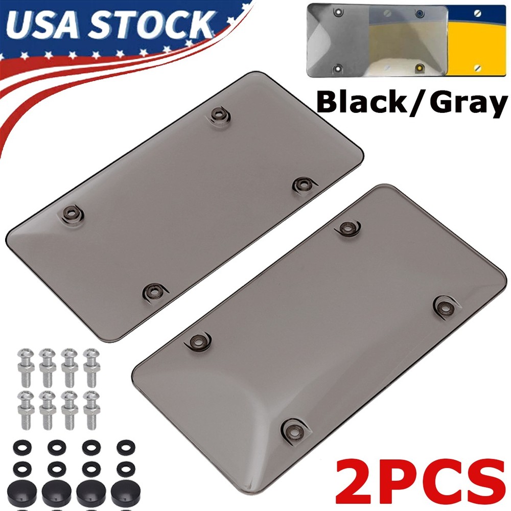 2pcs Unbreakable License Plate Bubble Covers Protector Universal Fitment Shield