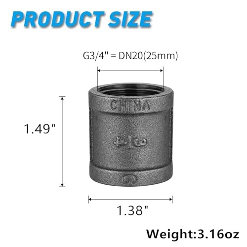 3/4" Pipe Fitting Coupling Pack Malleable Iron Cast Pipe Coupling 3/4 Inch 20