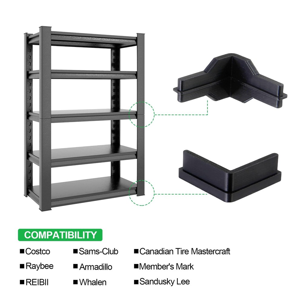 Post Insert Corner Connector, Feet, and Caps Compatible Shelving - Durable, E...