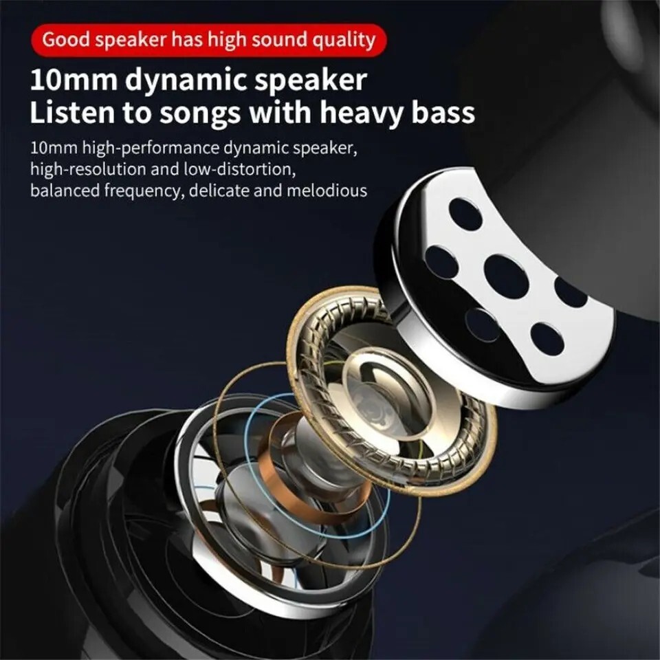 Wireless Bluetooth 5.2 Earpiece Headset Driving Trucker Earbuds Noise Cancelling