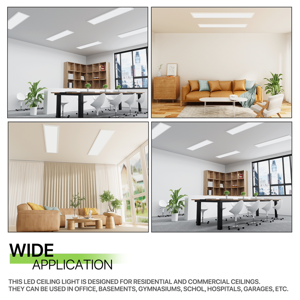 4 Pcs 1x4 LED Flat Panel Light 4000LM 5000K Dimmable Drop Ceiling Troffer Light