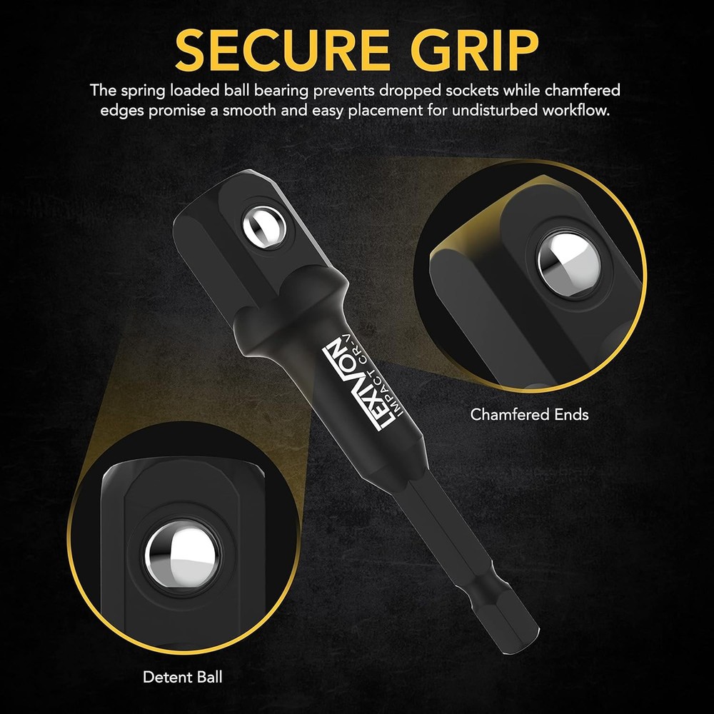 Durable Chrome Vanadium Impact Socket Adapters: 3-Piece Set for Versatile Use