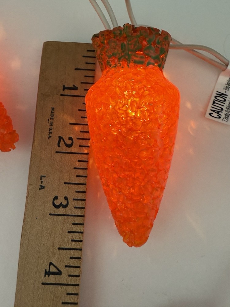 Vintage Easter Carrot String Of 10 Lights Melted Popcorn