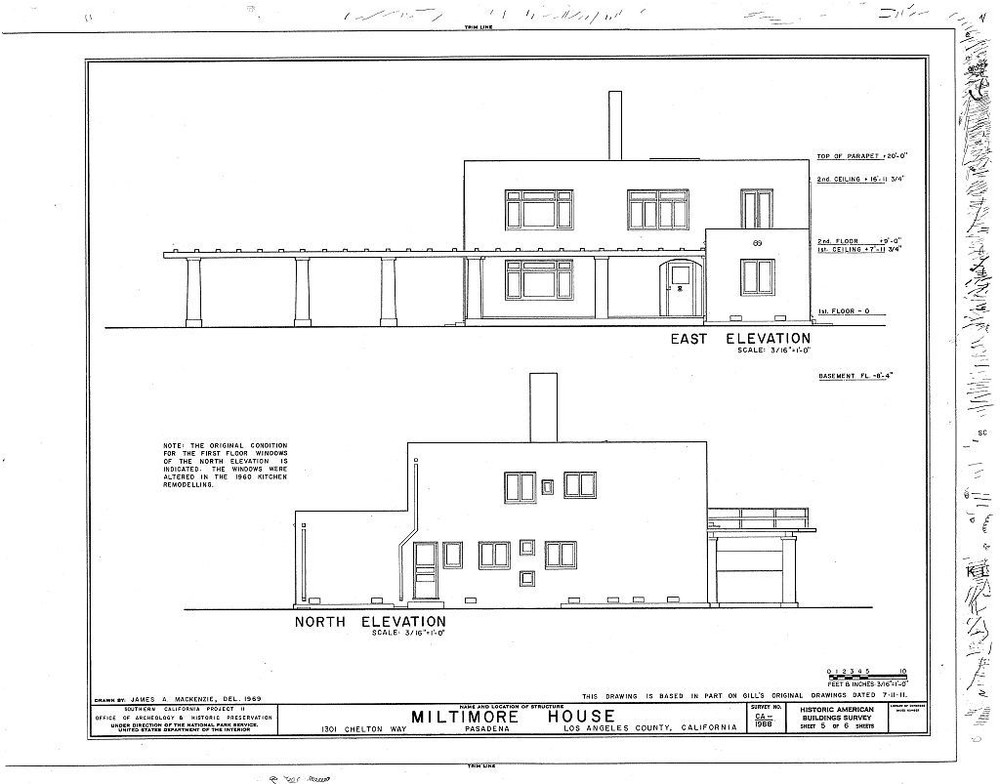 Irving Gill - California mediterranean home plan, PRINTED architectural plans