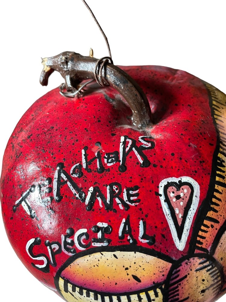 Handpainted Apple Gourd “Teachers Are Special” Dated 2002 And Signed