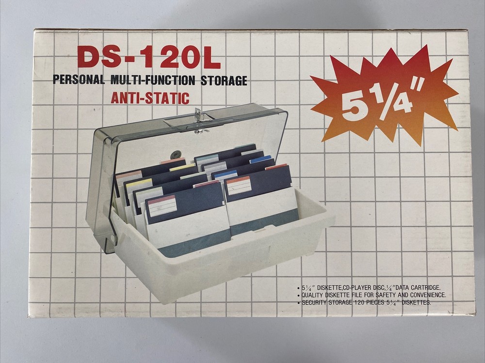 Vintage Personal Diskette Storage Computer Disc DS-120L Original Case NOS