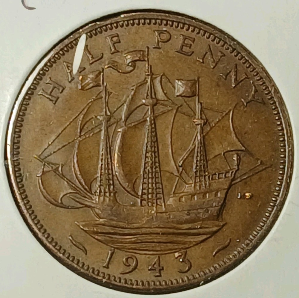 1943 Great Britain Half Penny AU