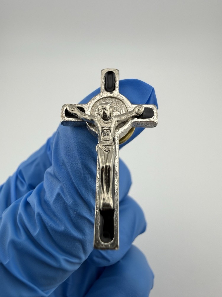 Saint Benedict? Crucifix Silver Tone Religious Lapel Pin