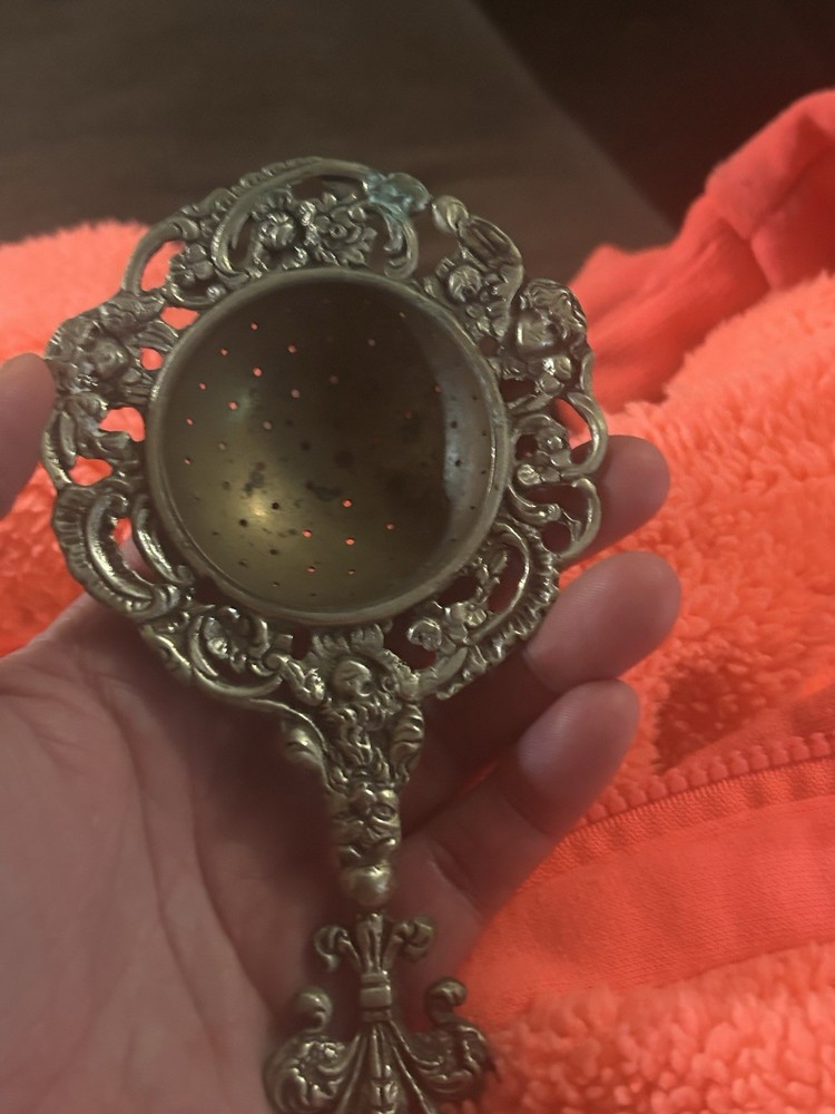 Antique Brass Ornate Tea Strainer