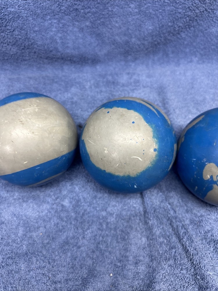 THREE PARAMOUNT DUCKPIN BALLS DUCK PIN BALL BLUE GREY