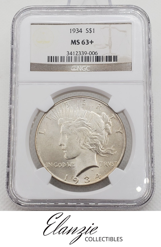 1934 Peace Silver Dollar NGC MS63+