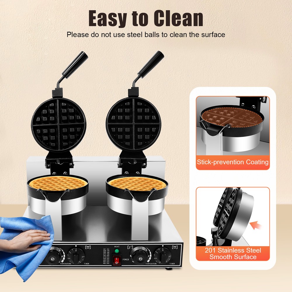 Double Head Waffle Maker Electric Digital Muffin Baker Waffle Making Machine NEW