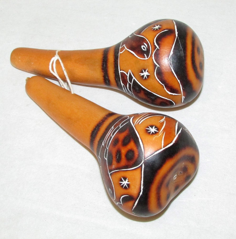 Peruvian Gourd Maracas, Pair