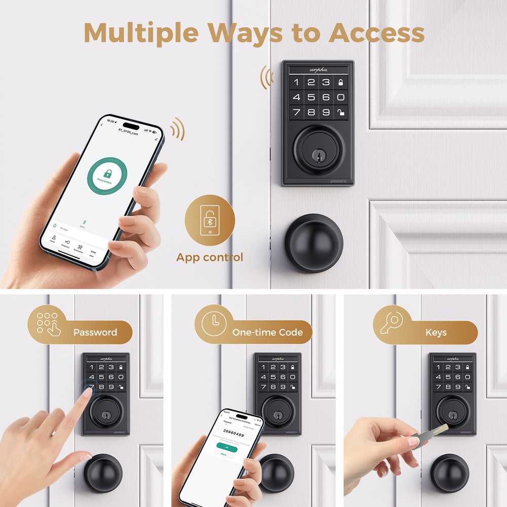 ARPHA Smart Ball Lock+Keypad Lock Keyless Entry App Control AntiPeeping Password