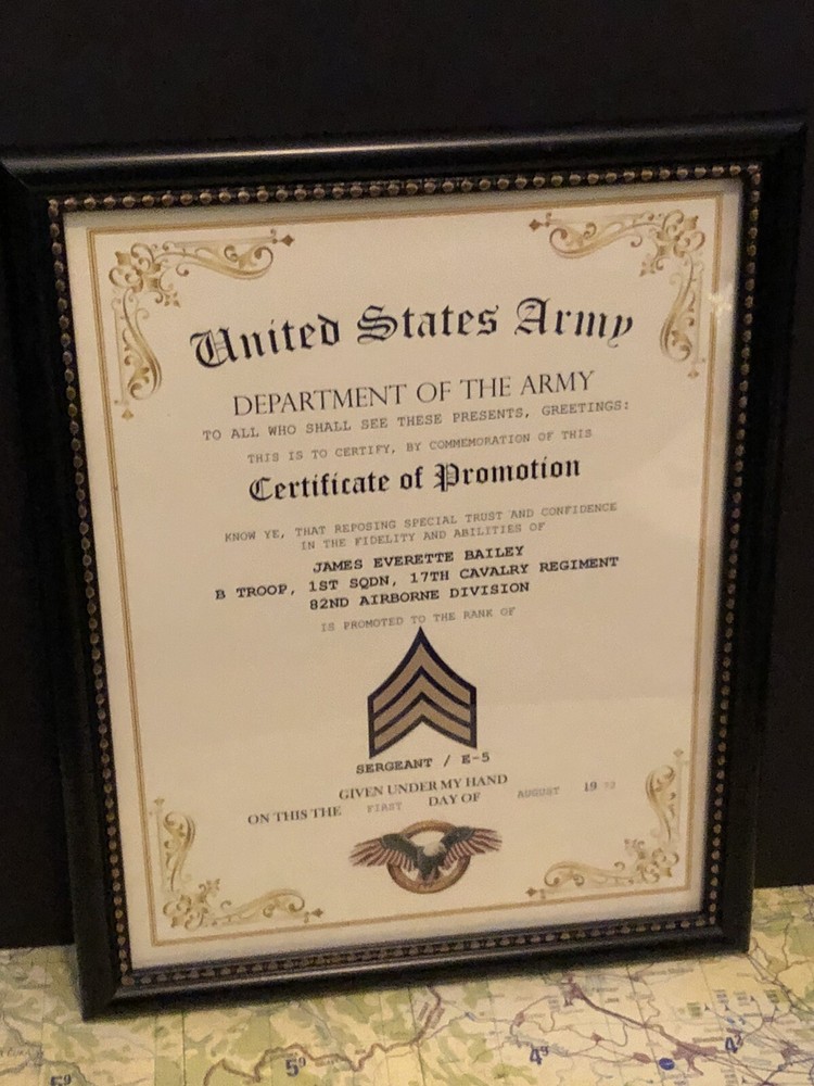 SERGEANT / SGT (E-5) U.S. Army ~ Commemorative Promotion Certificate