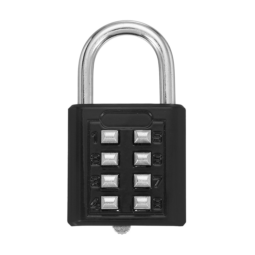 Push Button Combination Padlock 8-Digit 4-Position Lock Black