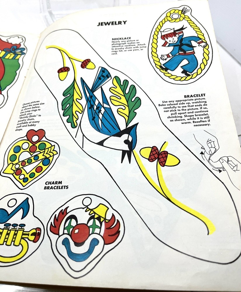 Vtg 1974 SHRINKY DINKS Refill Kit ONLY 5 Plastic SHEETS Left-Pattern Ideas Book