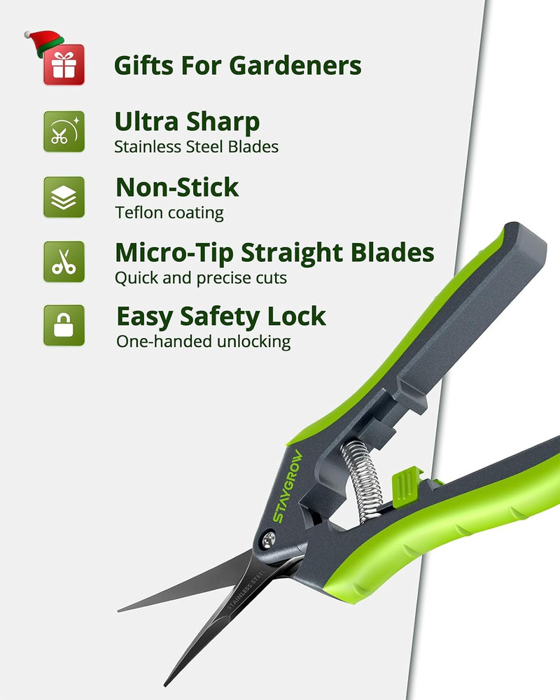 Gardening Scissors, Sharp Plant Trimming Scissors for Precise Cuts, Stainless St