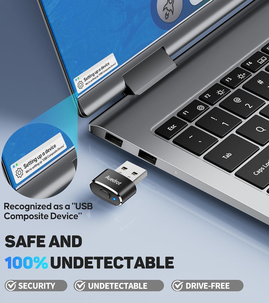 USB Mouse Mover with Switch Button, Automatic Mini Mouse Shaker with 2 Jiggle Mo