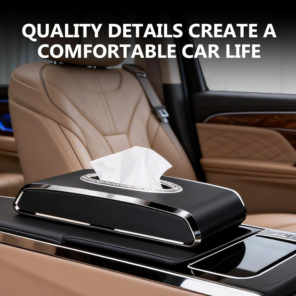 Faux Leather Car Tissue Holder for Interior, Multi-Function Tissue Box, Armrest