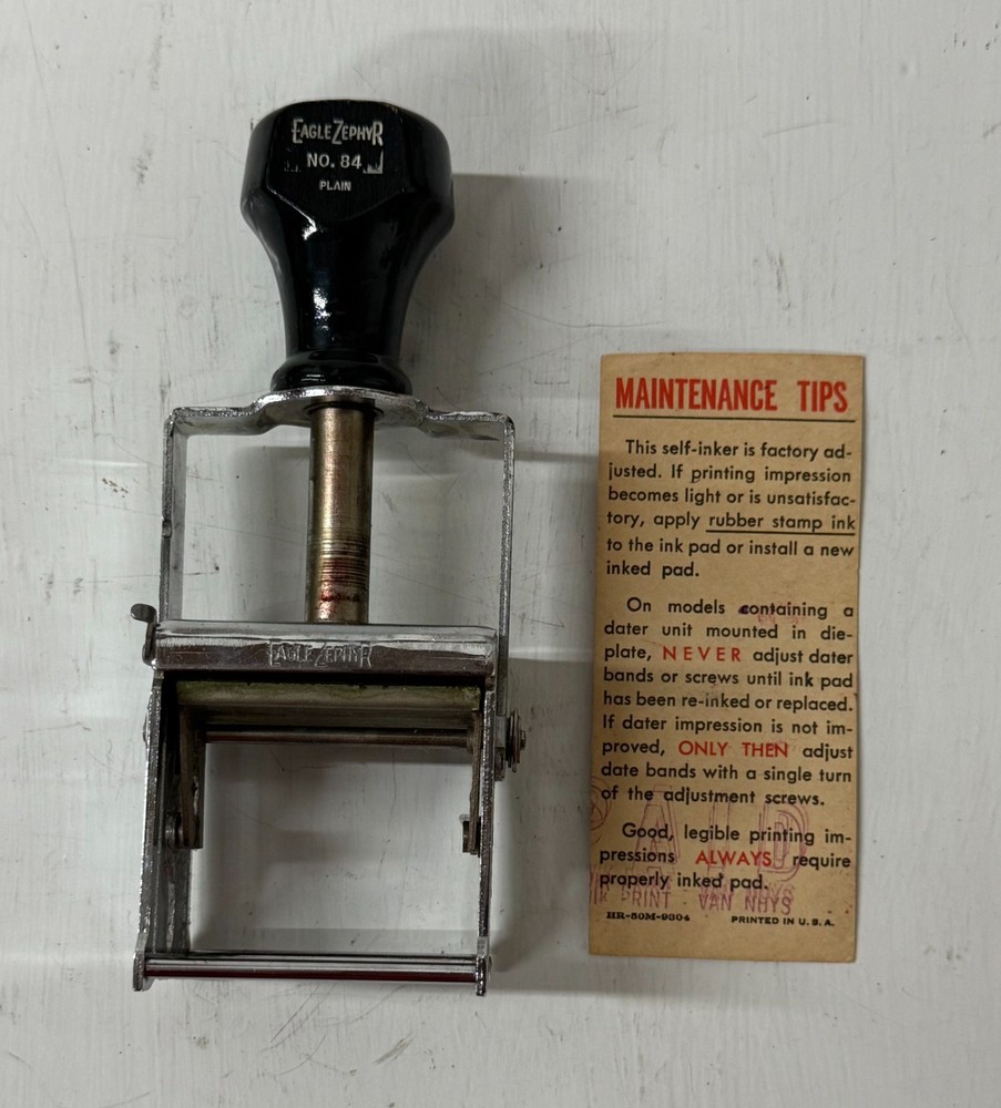 Vintage Cosco Eagle Zephyr No. 84 Plain Self-Inking Stamp